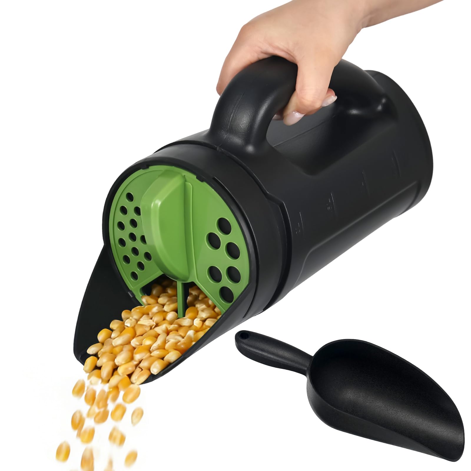 smtfcty Handheld Seed Spreader, 2.5 L Large Capacity Multi Purpose Spreader for Grass Seed with Adjustable Hole Size, Feed Seeding Fertiliser Spreader For Grass Seed, Garden Lawn,Grit and Ice Melt