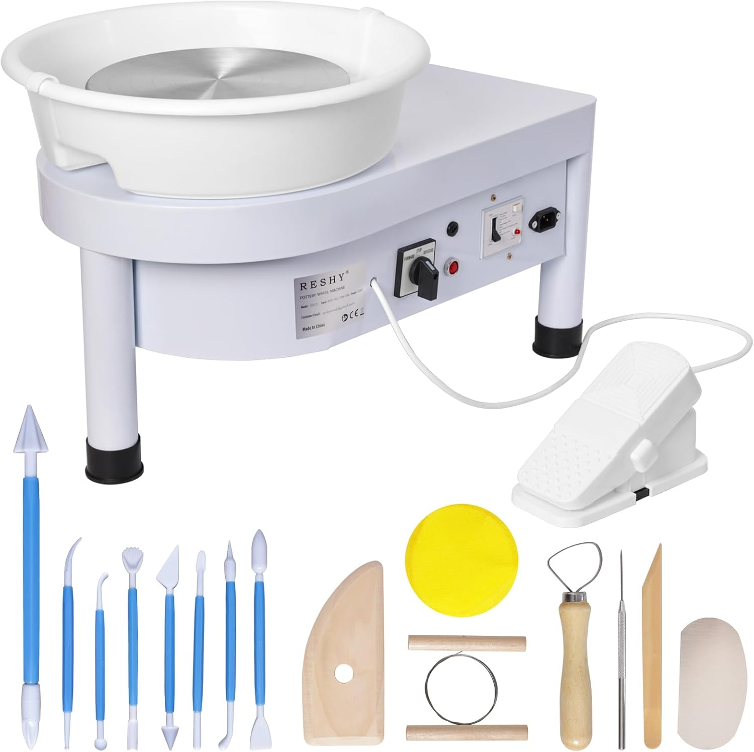 Pottery Wheel Machine with 10-Inch Turntable, 20 lbs Capacity, 0-320 RPM Adjustable Foot Pedal Speed, Complete Clay Sculpting Tools Kit for Adults - Perfect for Home Ceramic Art and Craft Projects