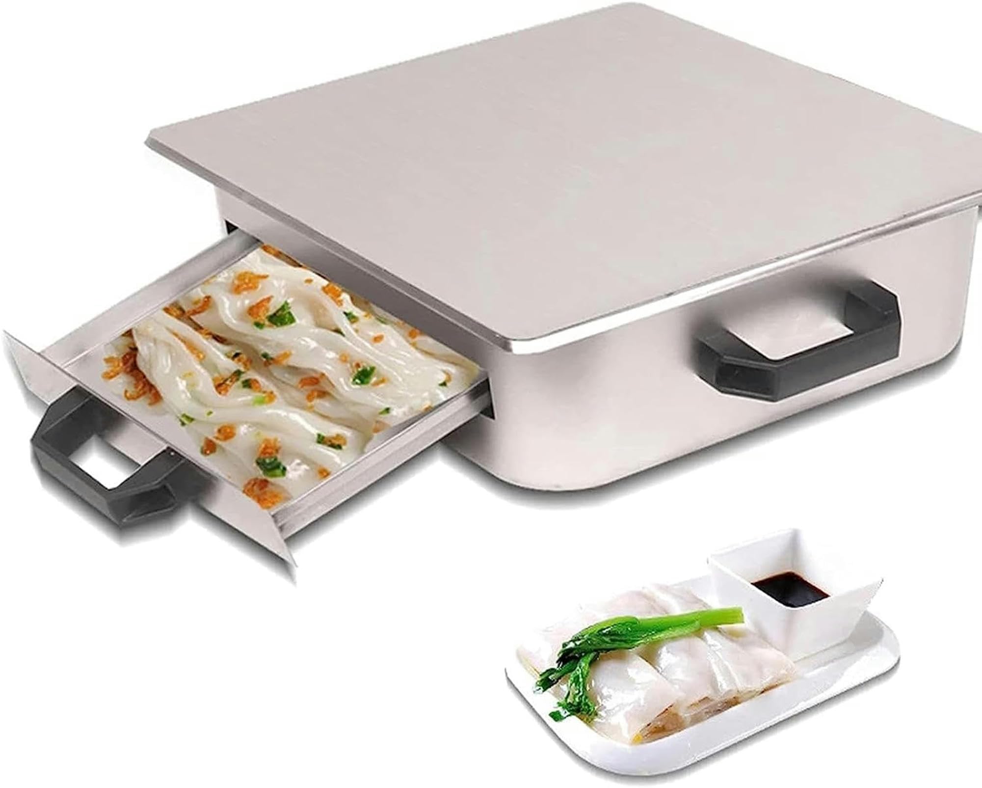 AYCDL Rice Roll Steamer Stainless, Vermicelli Roll Machine Monolayer, Household Noodles Steamer, The Panel is Flat, Heated Evenly, and The Steam Circulates, for Induction