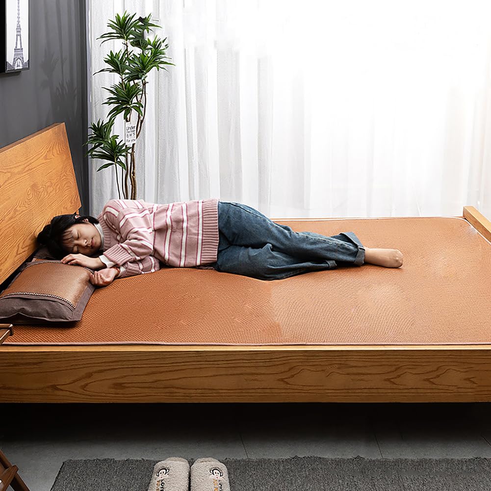 FIgpmwld Summer Bamboo Sleeping Mat Foldable Breathable Cooling Pad Multiple Sizes(180 * 200CM)