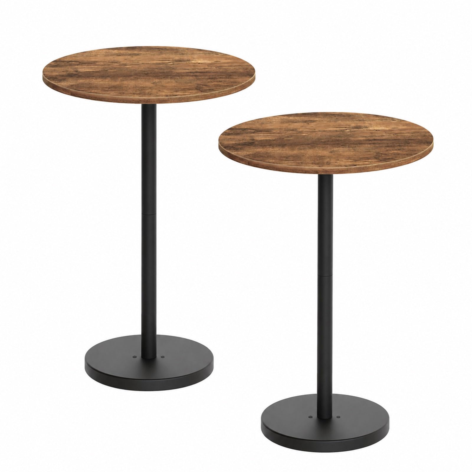 Bar Table, Round Bar Table Set of 2, Counter Height Table, Pub Cocktail Table, Metal Frame, for Bistro, Dining Room, Living Room, Terrace, Rustic Brown and Black BT05L2BRY1-image-36