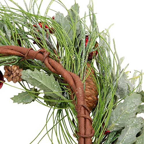 Vgia 20 Inch Artificial Christmas Wreath For Front Door Winter Wreath With Red Jingle Bells And Berries Door Wreath With Pinecones And Pine Needles For Glitter Christmas Decorations #TOP4