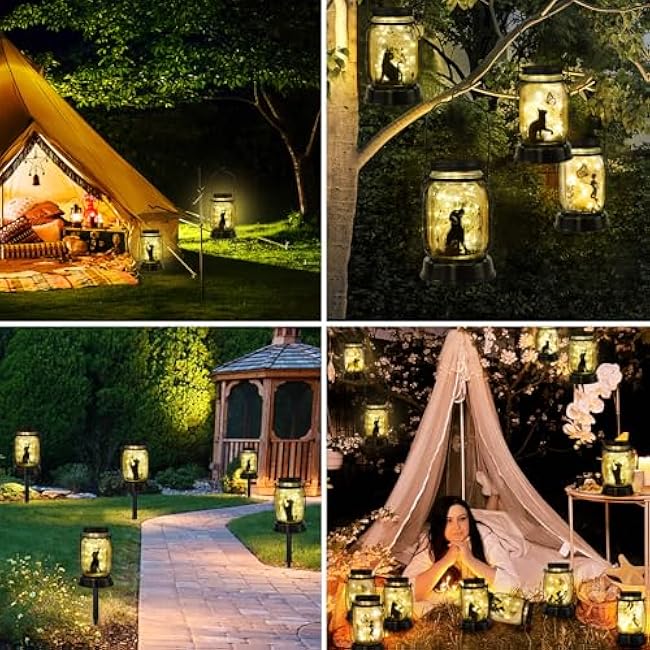 Dog Solar Lanterns Dog Lover Gifts for Women Men Dog Lovers Gifts Hanging Dog Lanterns with Stake for Yard Lawn Garden Decor Waterproof Dog Lights Torches