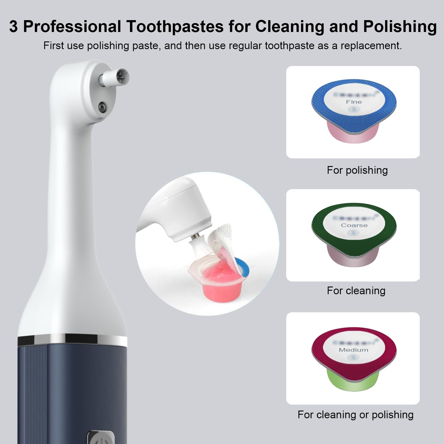 Pulidor de dientes y removedor de placa, herramientas de limpieza de dientes para limpieza y pulido de dientes, herramientas de limpieza dental para iluminar y pulir dientes con 5 cabezales de cepillo