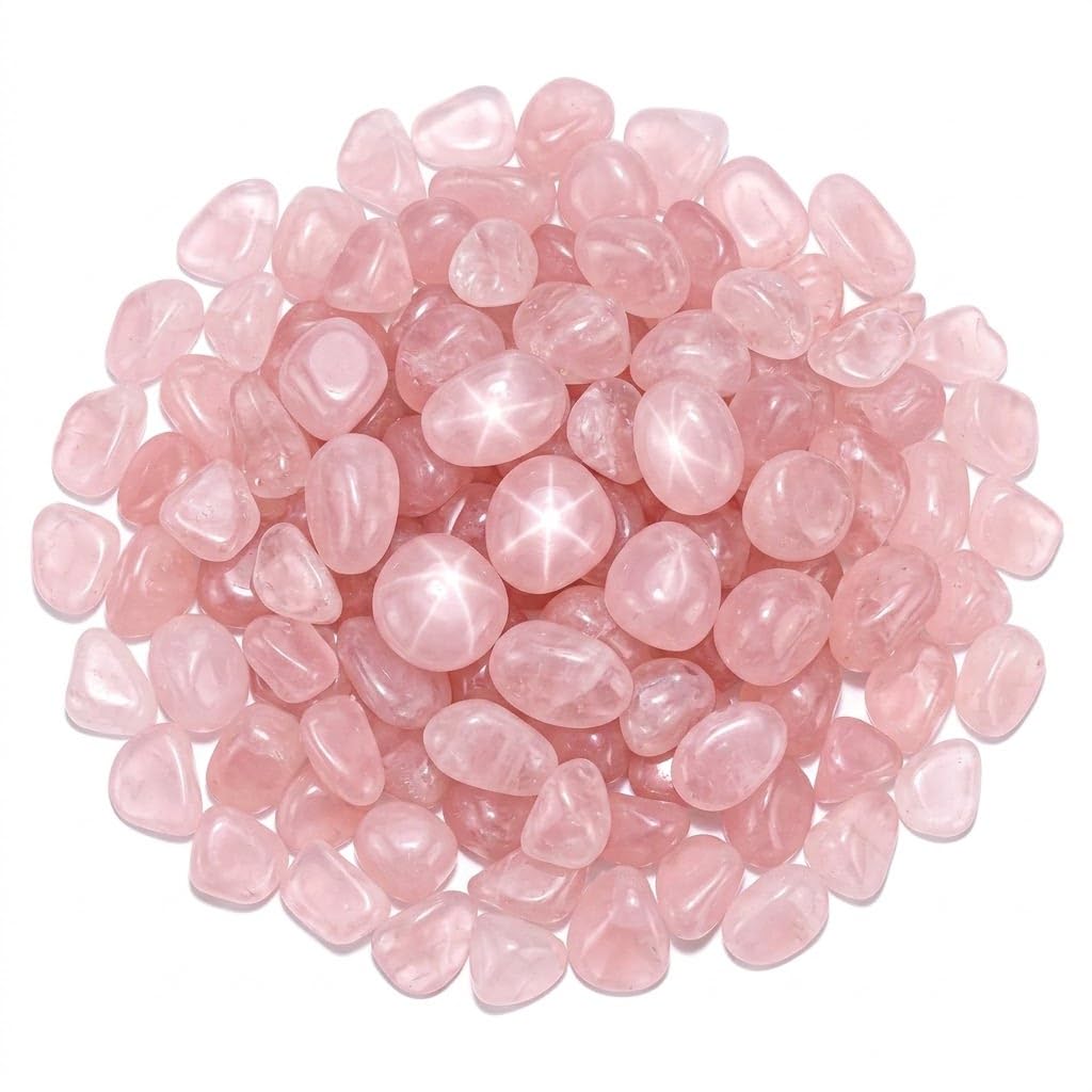 Polished Rose Quartz Crystal Set, 0.4", 128 Pcs - Handpicked Tumbled Stones and Crystals Bulk for Healing, Reiki, Meditation, Witchcraft and Home Decor
