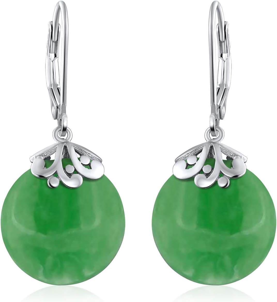 Western Style Filigree Lever Back Blue Red Green Black Gemstones Flat Round Circle Disc Dangle Drops Earrings For Women .925 Sterling Silver - Image 2