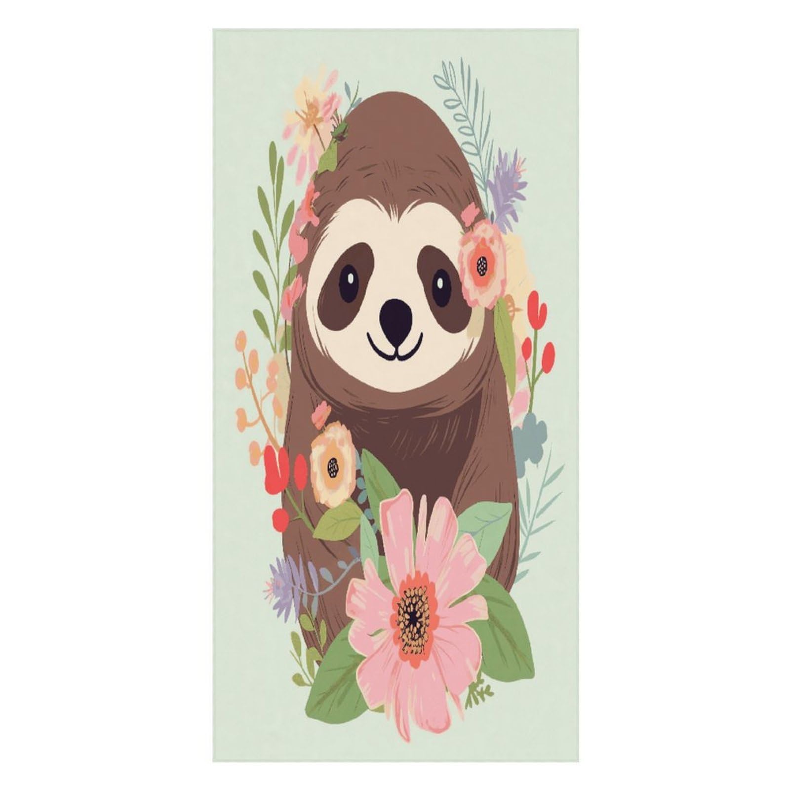 FekiLoot Sloth and Flowers Beach Towel Oversized Bath Towel Ultra Soft Pool Towel Cozy Swim Towel Silky Lounge Towel Quick Dry Travel Towel Gentle Absorbent Towel for Adults Women Men