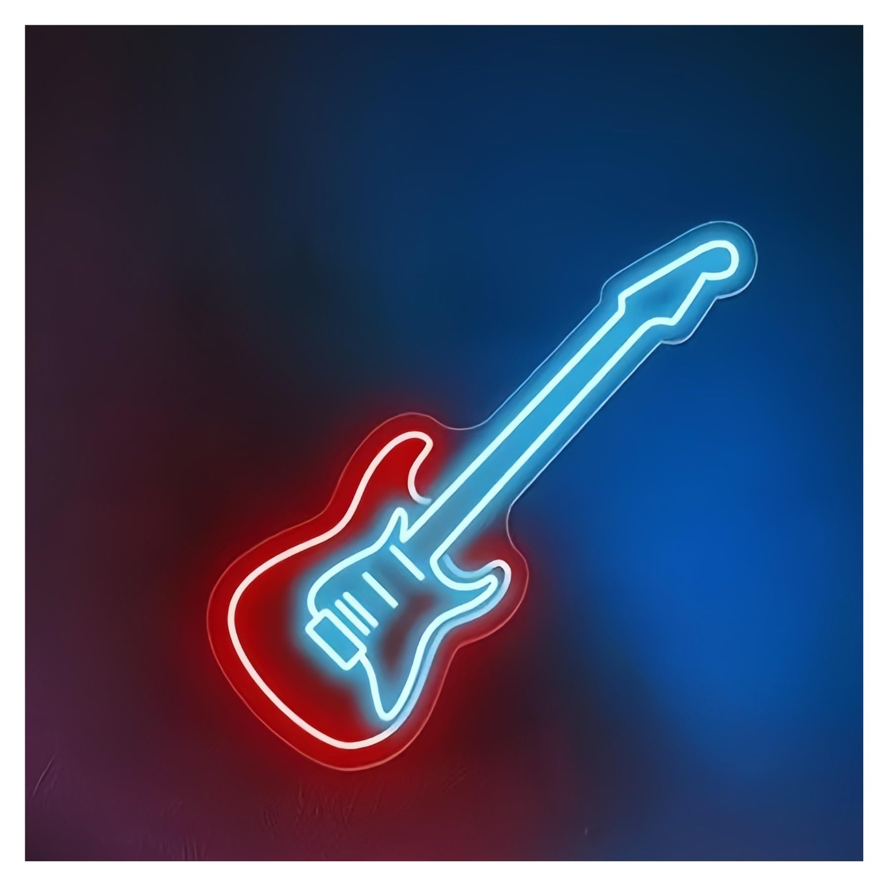 SHOUXI Sign Lamp Electric Guitar Neon Sign Beer Bar Music Room Decoration Music 50X16cm(D)