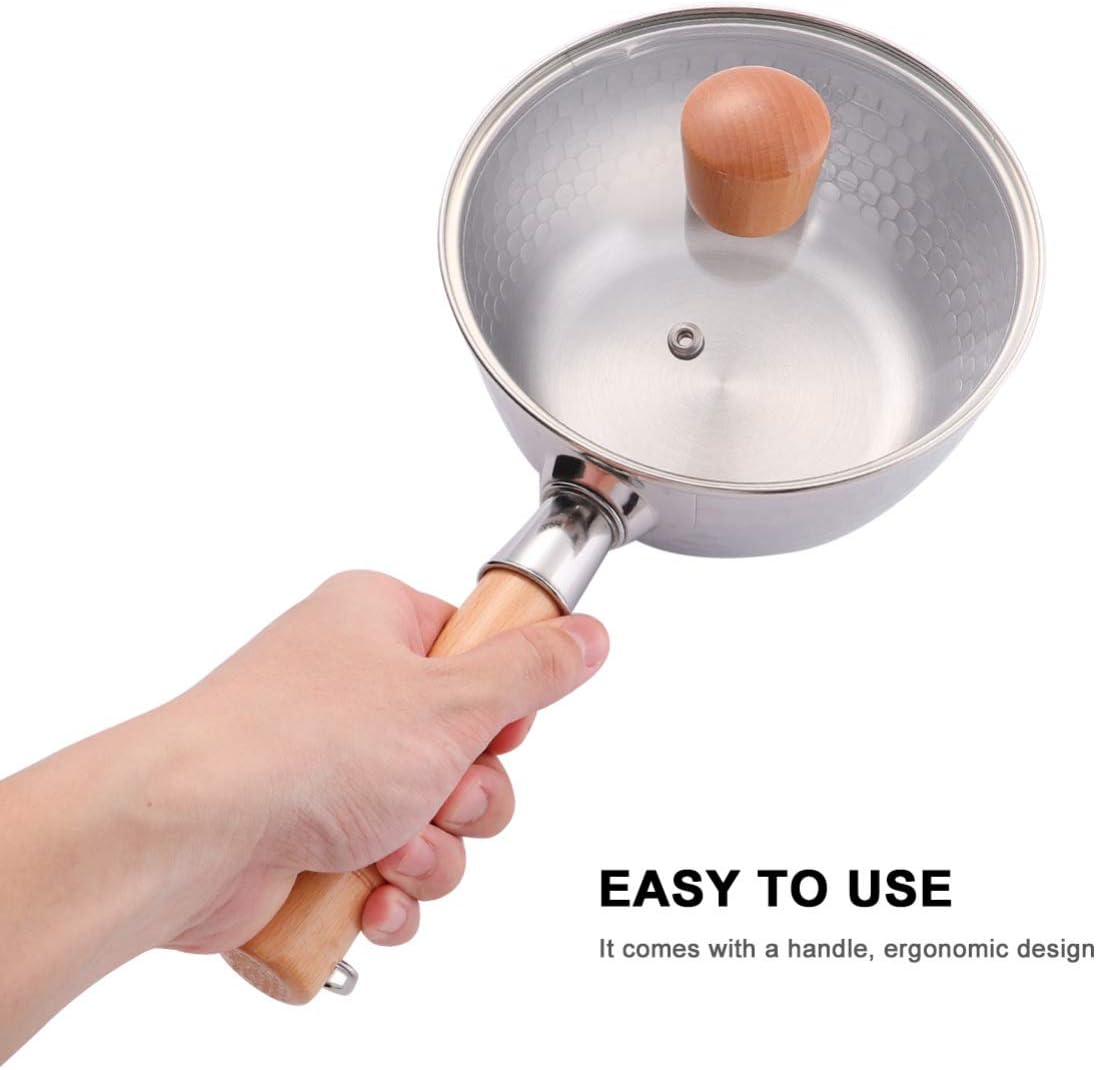 1 Set Stainless Steel Milk Pot Pan Heating Stew Pot Butter Warmer Cooking Bowl Serving Saucepan Pan Instant Noodle Pot with Lid
