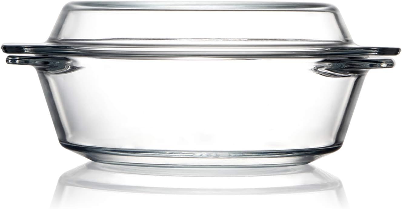 Nutriups Small Glass Casserole Dish With Lid Round Microwave Safe Bowls Lids, Microwavable (0.65L)