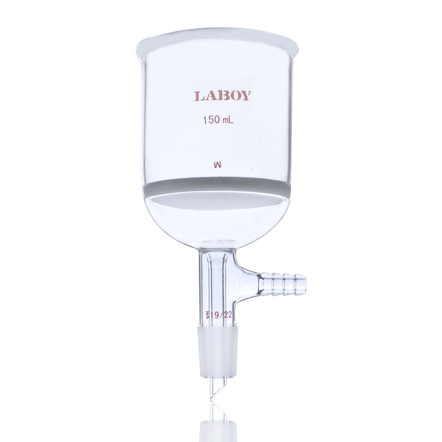 Laboy Glass Filtering Buchner Funnel 150mL with 19/22 Joint & 60mm O.D. Medium Fritted Disc