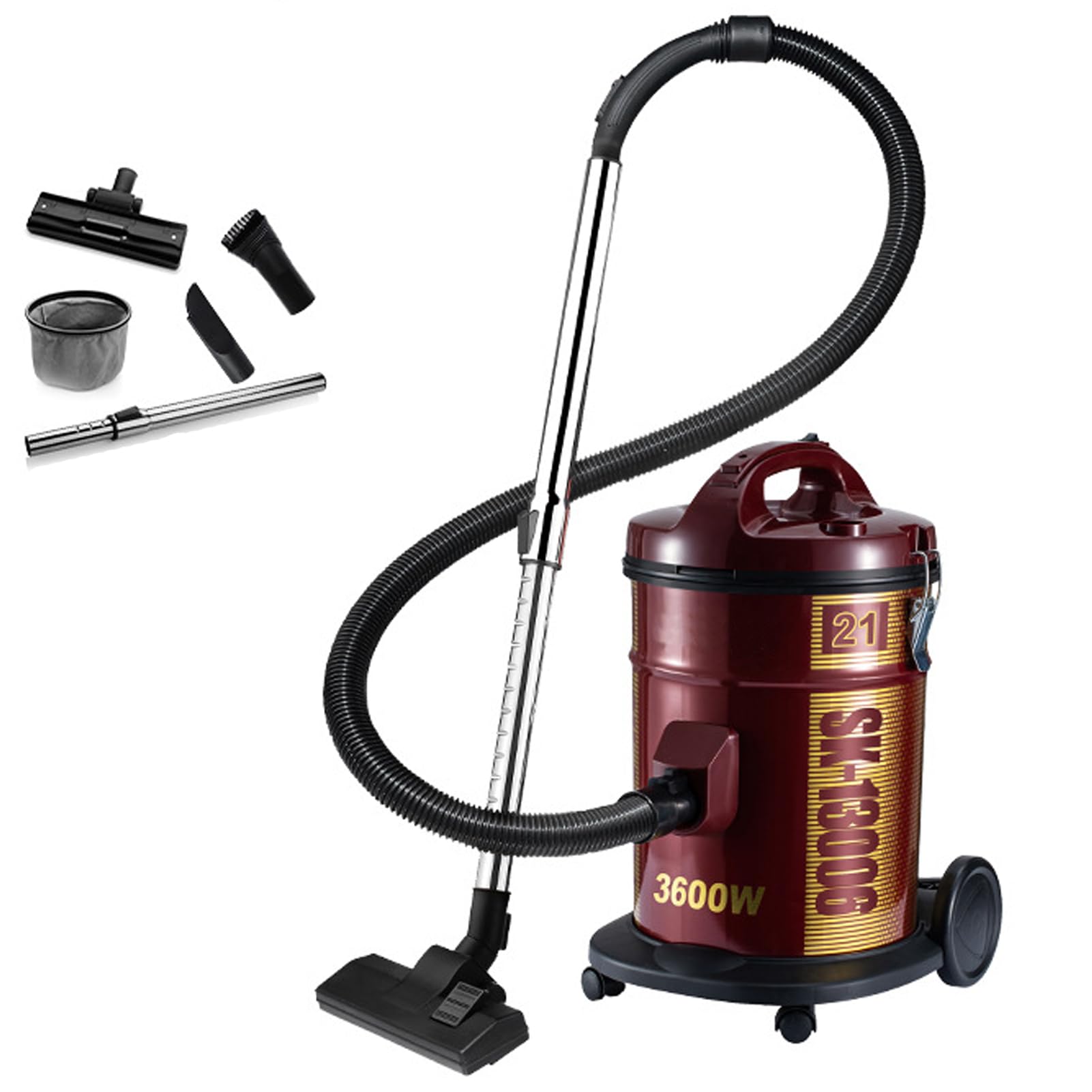 TDOO 3600W Drum Vacuum Cleaner, 21L Tank Dust Capacity