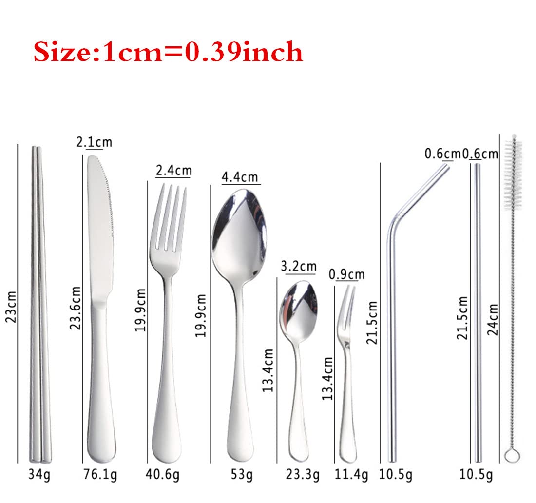 Stainless Steel Tableware Set Outdoor Portable Knives, Forks, Spoons, Chopsticks, Straws, Western Tableware with a Waterproof Case, Travel gifts