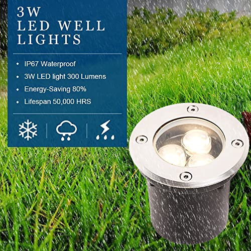 3W Led Low Voltage Landscape Lighting With Wire Connectors,Led Well Lights,12V In Ground Lights And Landscape Lights Ip67 Waterproof For Garden, Driveway, Deck,Tree Up Lights( Warm White 12 Pack) #TOP2