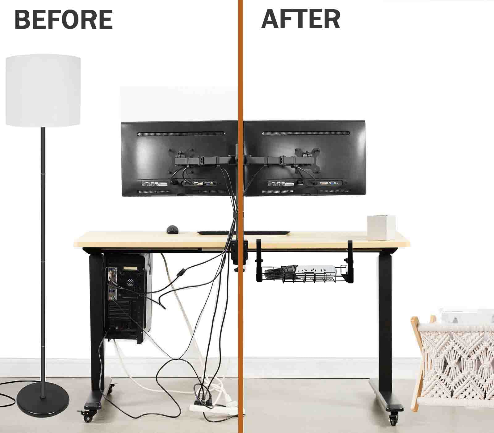 Management Box Cable Organizer Box No Drilling Extendable Under Desk ...