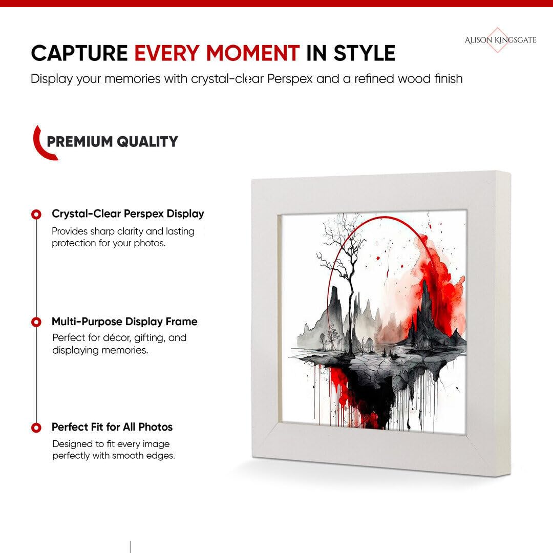 Alison Kingsgate Modern 11X11 White Picture Frames- Engineered Wood Photo Frame with Shatterproof Perspex Front- Ideal for Posters Certificates & Artwork- Wall Mount or Tabletop Display - Image 5