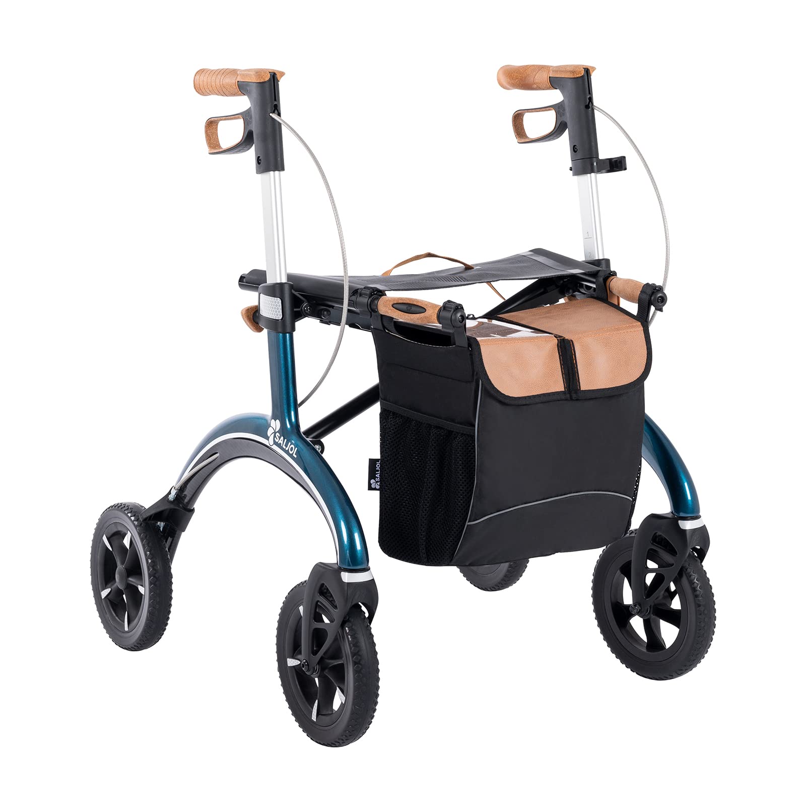 Saljol Rollator z włókna węglowego 5,6 kg składany z siedziskiem niebieski CR54
