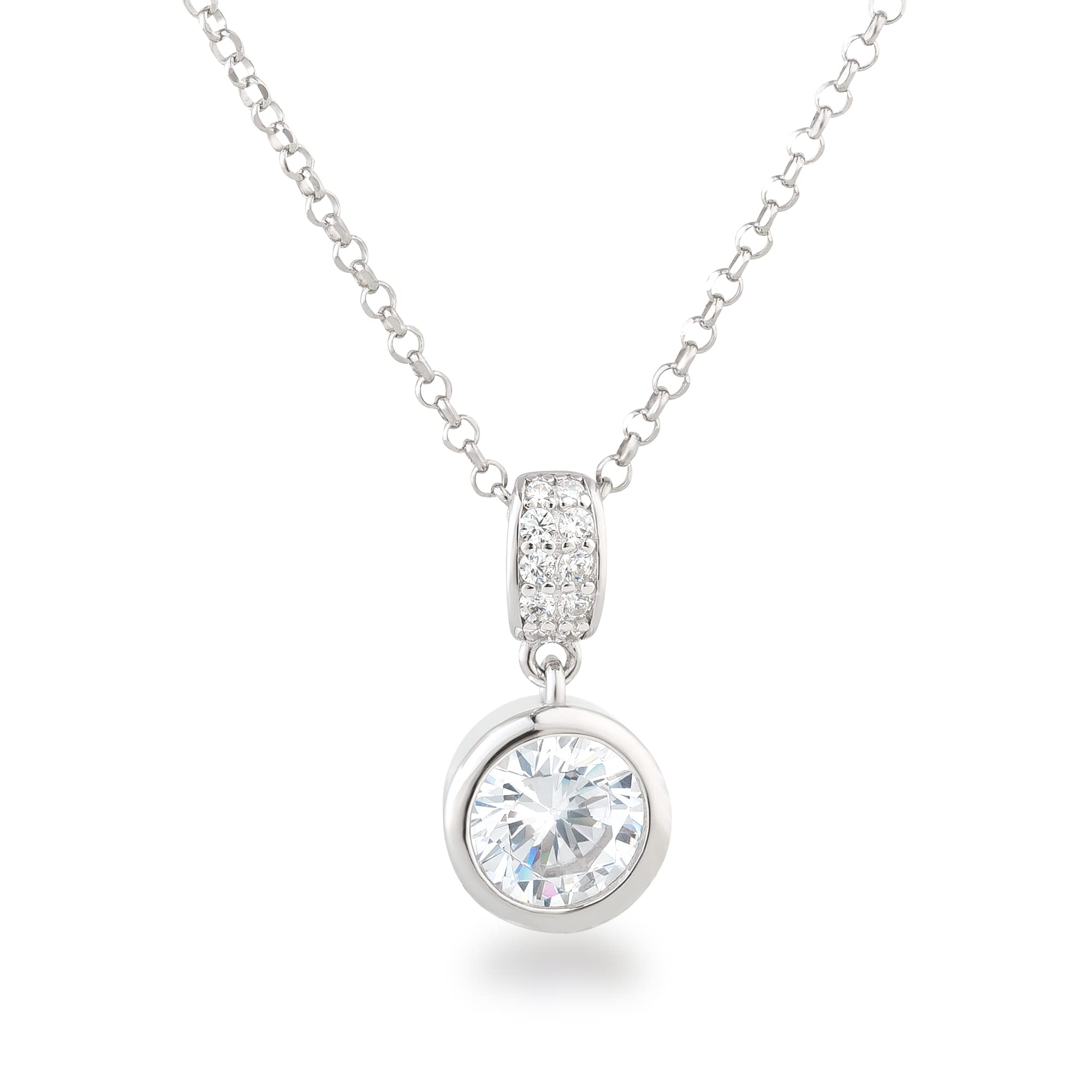 Schöner-SD Halskette mit Zirkonia Kristall Anhänger 925 Silber rhodiniert