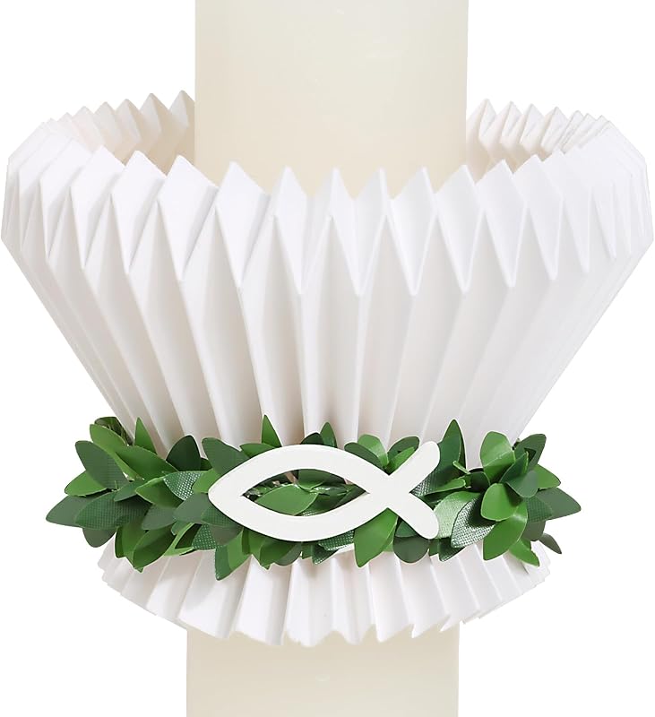 Tropfschutz Kommunionkerze Tropfenfänger Papier für Kommunionkerzen Taufkerzen Hochzeitskerzen Kerzentropfschutz Papier für ø 3-6cm Kerzen Tropfschutz Kerzenkranz Deko