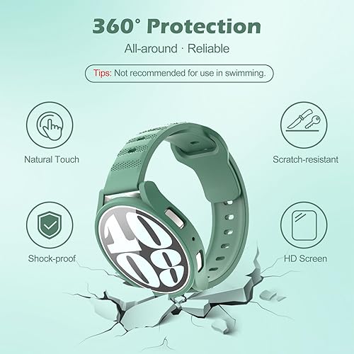 Miniatura 4 de MoKo Funda protectora de 5+5 piezas compatible con Samsung Galaxy Watch 6 de 1.575 pulgadas, resistente a los arañazos y protector de pantalla de
