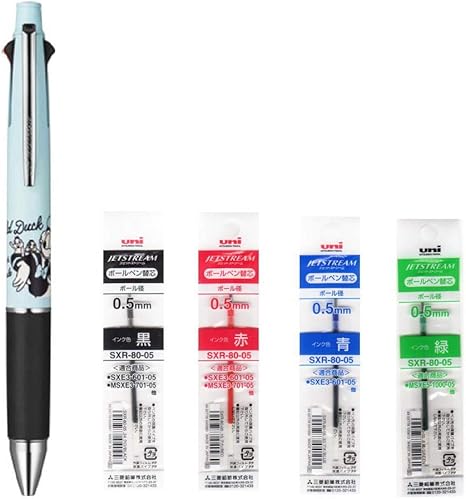 Amazon Co Jp 三菱鉛筆 限定品 ジェットストリーム Msxe5 1500d ドナルド アイスブルー シャープ芯付き多機能ボールペン 替え芯4本セット 文房具 オフィス用品