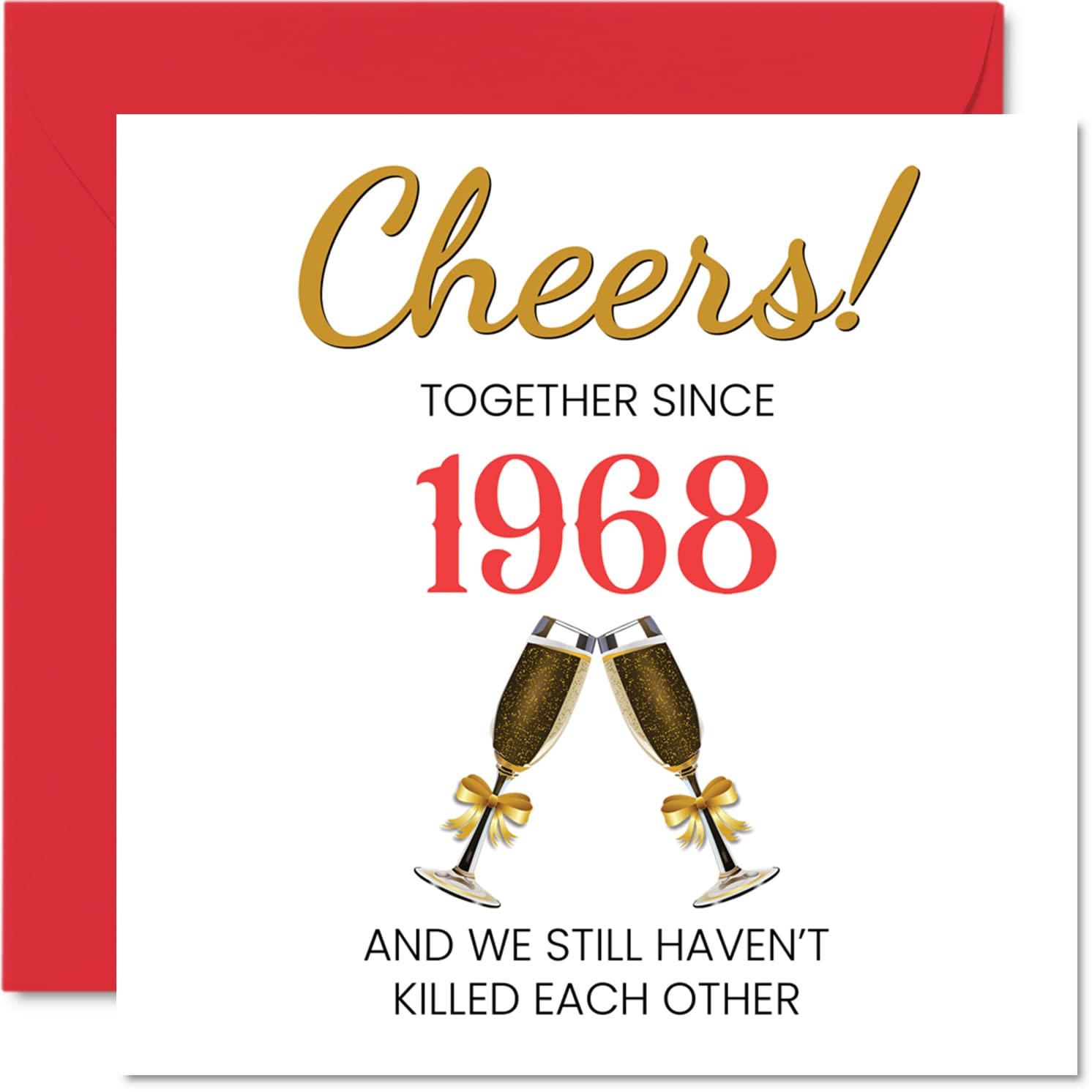 Funny 58th Anniversary Card for Husband Wife - Together Since 1968 - Happy 58th Wedding Anniversary Cards for Partner, I Love You Gifts, 145mm Greeting Cards Anniversaries