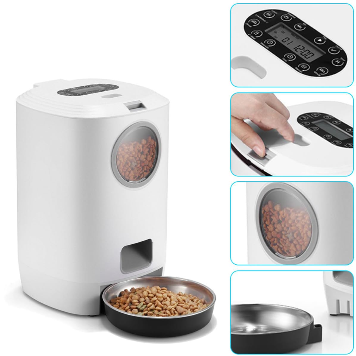 Alipis Comedero Automático para Perros y Gatos Capacidad de 4.5l, Diseño Desmontable y Carga USB, Dispensador Inteligente para Alimentación de Mascotas