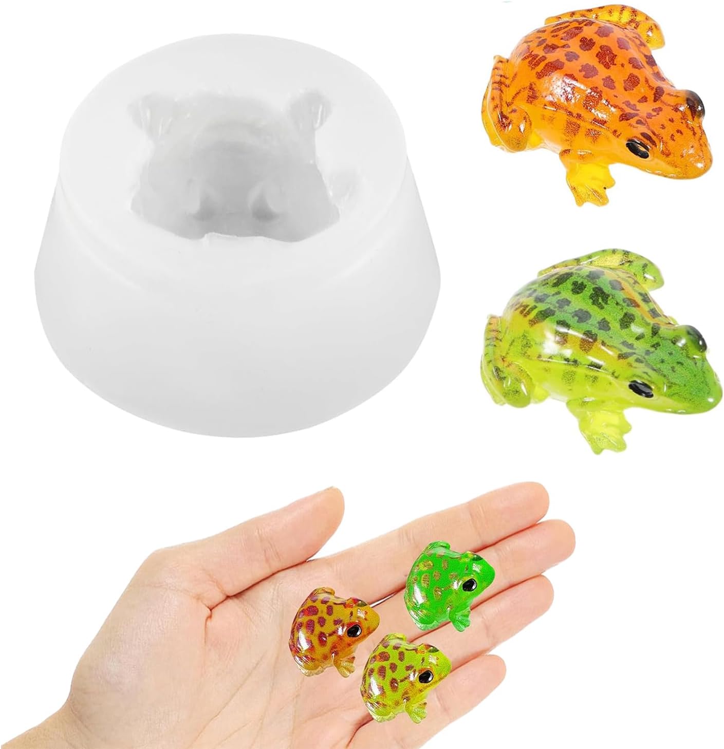 JINJUMEI Mini Cute Frog Shape Resin Silicone Molds Frog Mold Frog Silicone Mold 3D Animal Frog Epoxy Resin Molds for DIY Craft Micro Resin Dollhouse House Fairy Garden Landscape Decor