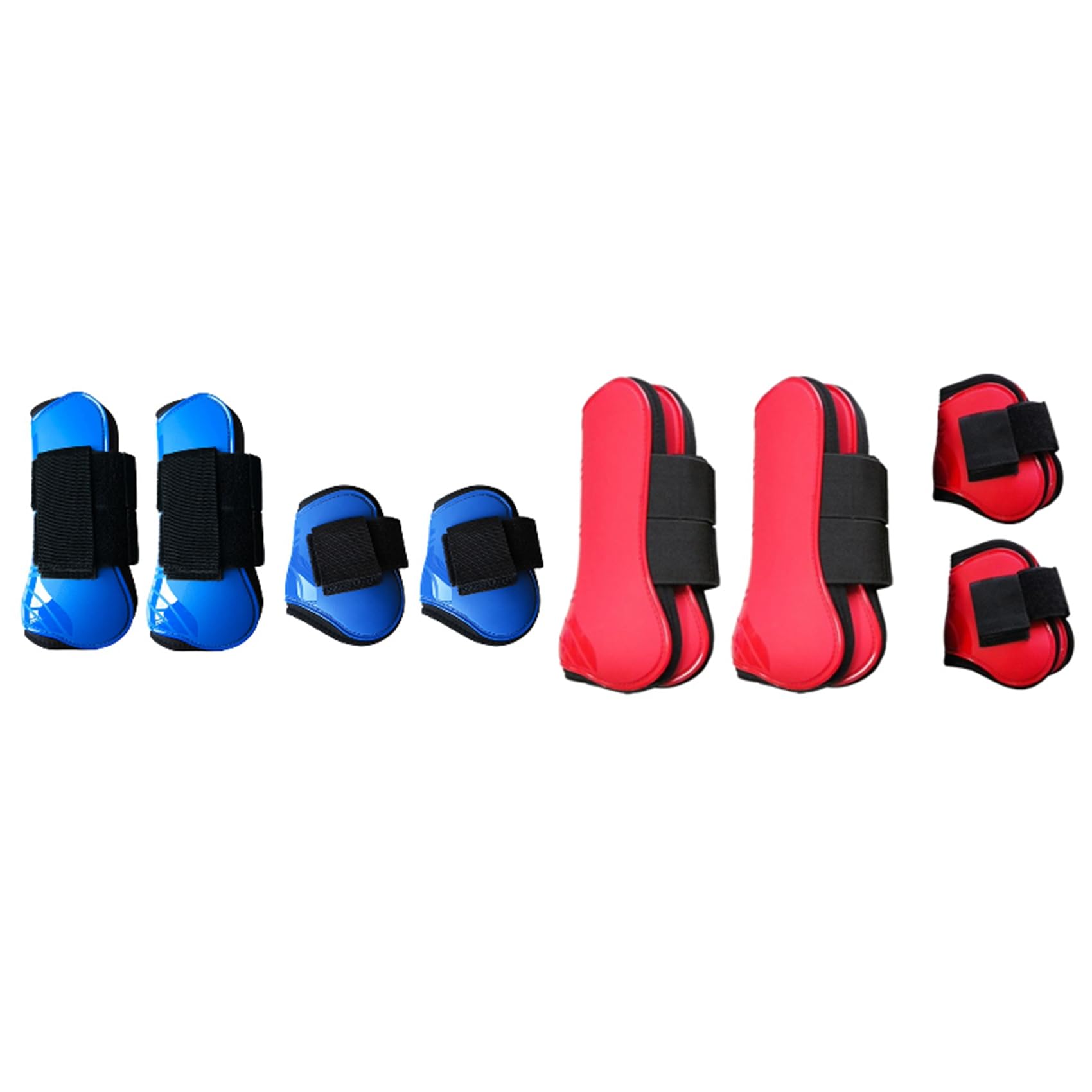 Xptieeck Juego de 2 botas delanteras para patas de caballo, protección de tendón ecuestre, color azul y rojo