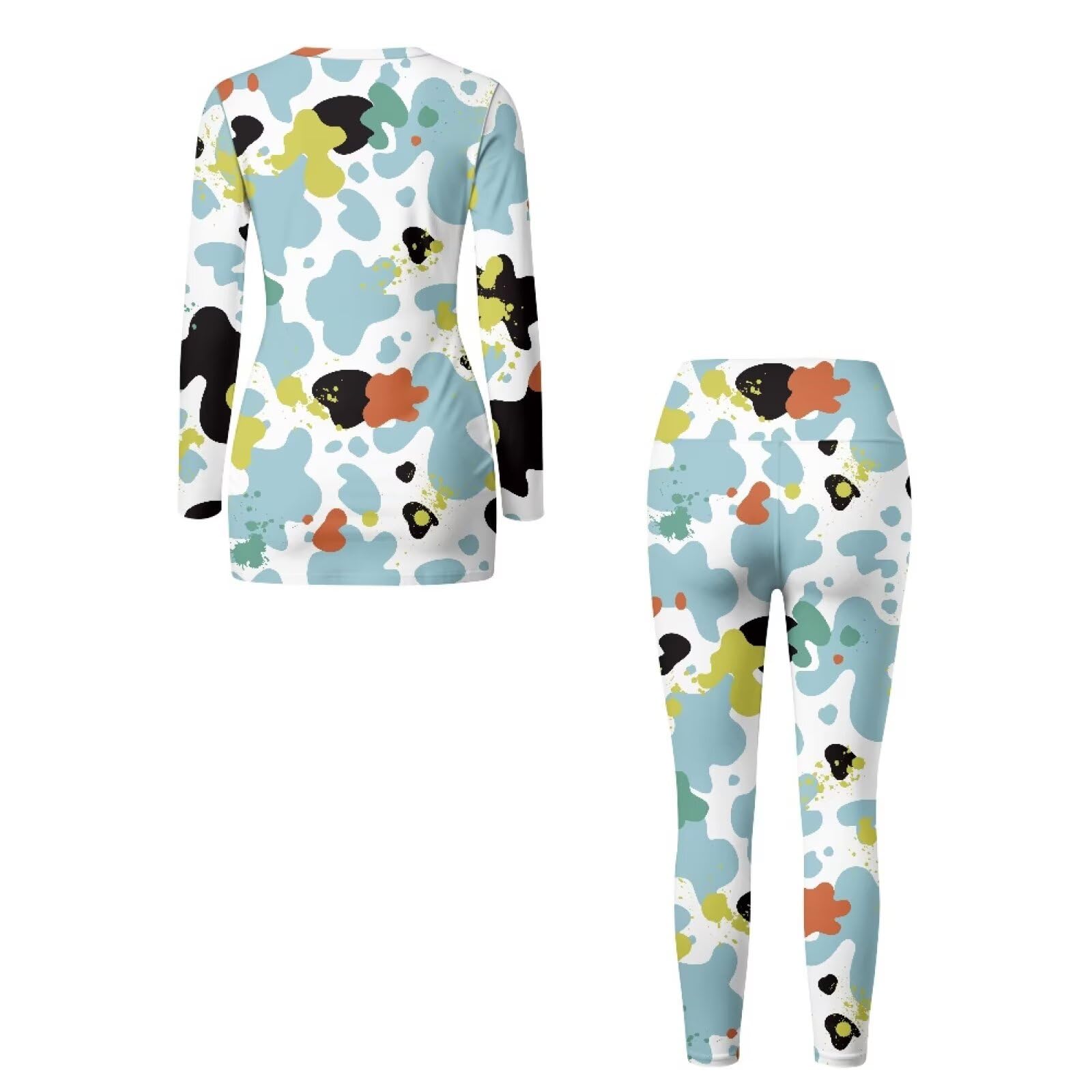 Set da yoga da donna, 2 pezzi, a maniche lunghe, girocollo, per sollevamento dei glutei, Pelle bovina, 4XL