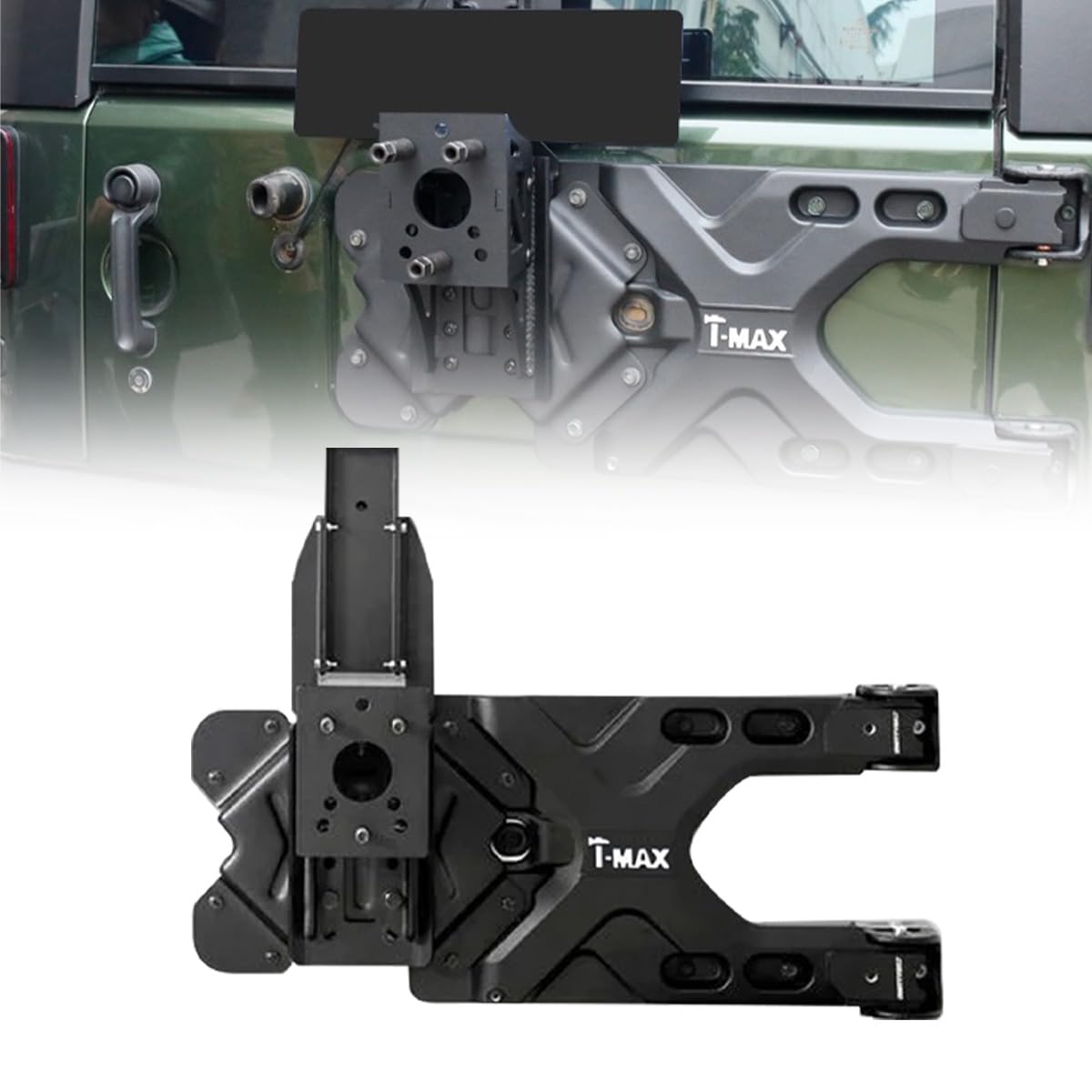 HD Tire Carrier Kit Compatible with 2007-2018 Wrangler JK JKU Unlimited Heavy Duty Spare Tire Carrier up to 40 inches Spare Wheel Holder Rack Mount Relocation for 2/4 Doors (Black)