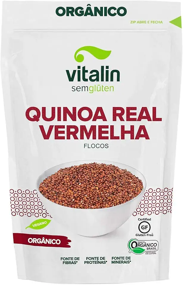 Quinoa Real Vermelha Orgânica em Flocos Vitalin, Nutrição Verdadeira