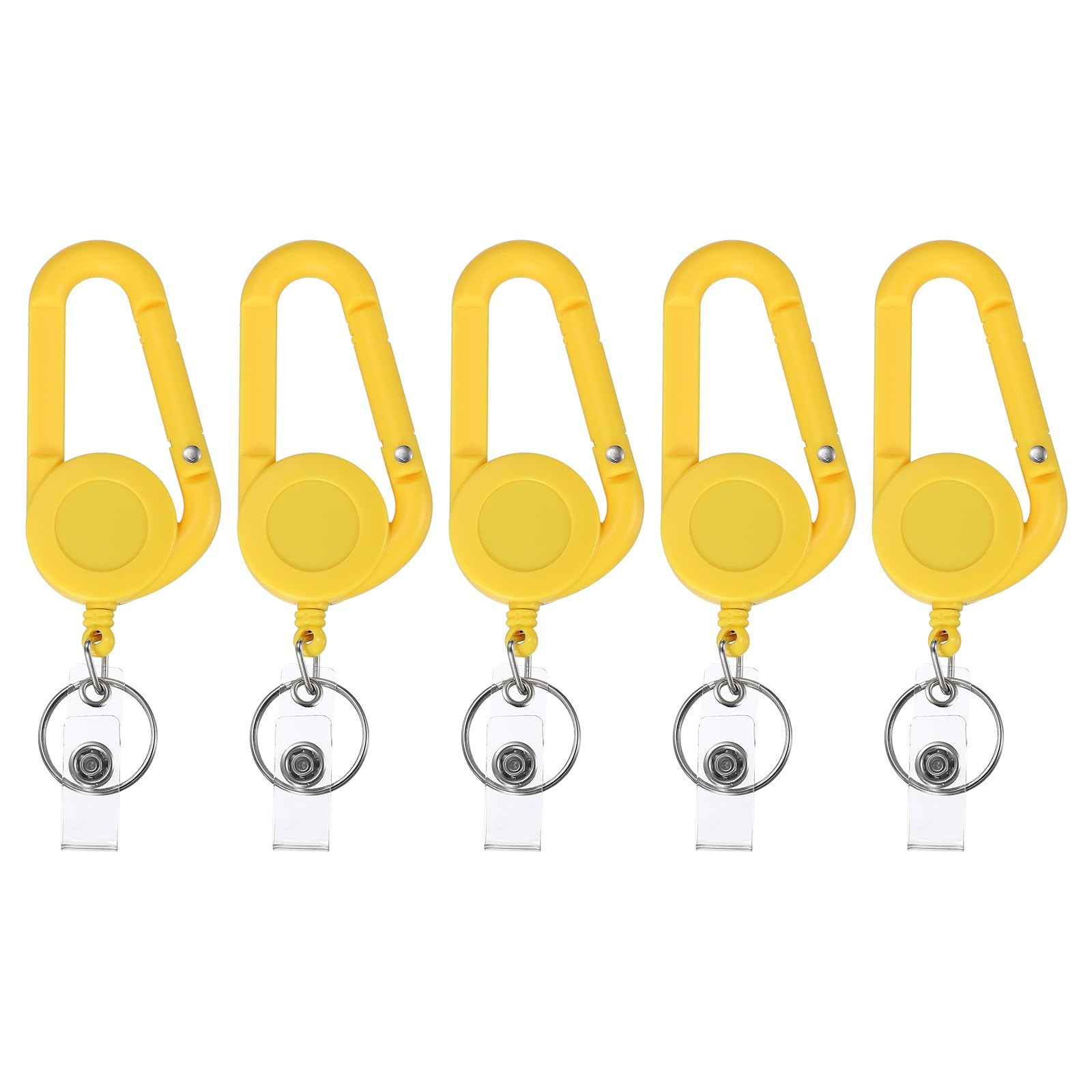 PATIKIL 5 Pack Retractable Keychain Belt Clip, Retractable ID Badge Reel Plastic Card Holder Reel Badge Holder Clip for Women Volunteers Teacher Office Business, Yellow