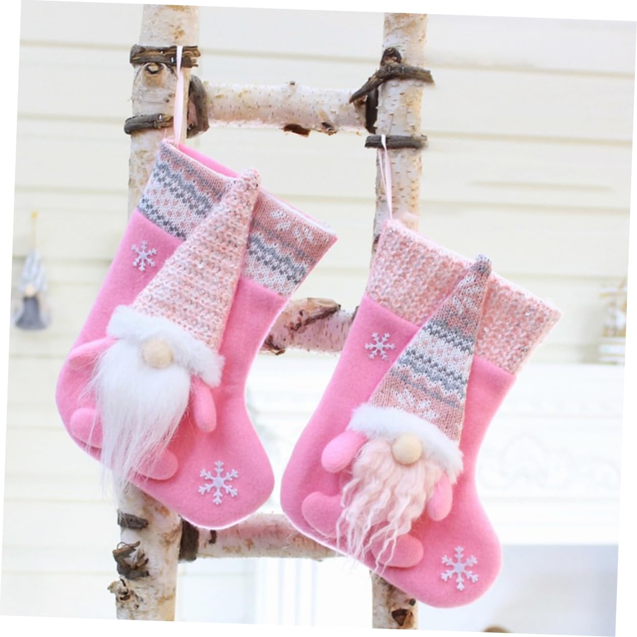 VICASKY 2pezzi Calza della Befana Decorativa in Morbido Ciondolo Forma di Calzino Appeso per Decorazioni Natalizie