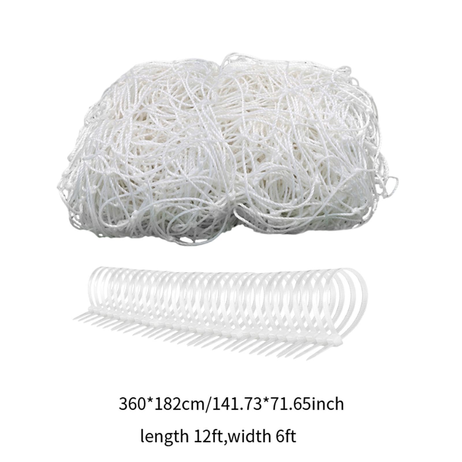Rete di Ricambio per Porta da Calcio E Cinghie di Fissaggio in Nylon Bianco per Porte da Calcio di 12 Piedi X 6 Piedi