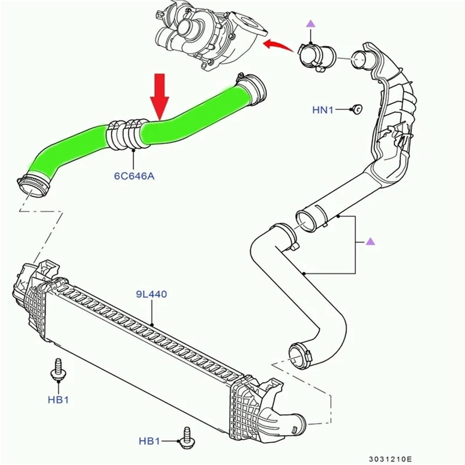 Węże chłodnicy silnika samochodowego Pasuje do Forda S-Max 2.0 Tdci Mondeo Mk4 Intercooler Turbo Hose Pipe 7G916K683AA Części zamienne samochodów