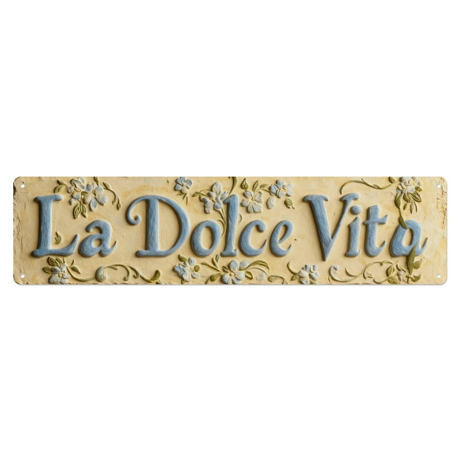 Floral Blue Script Vintage Sign Metal Tin Sign Plaque