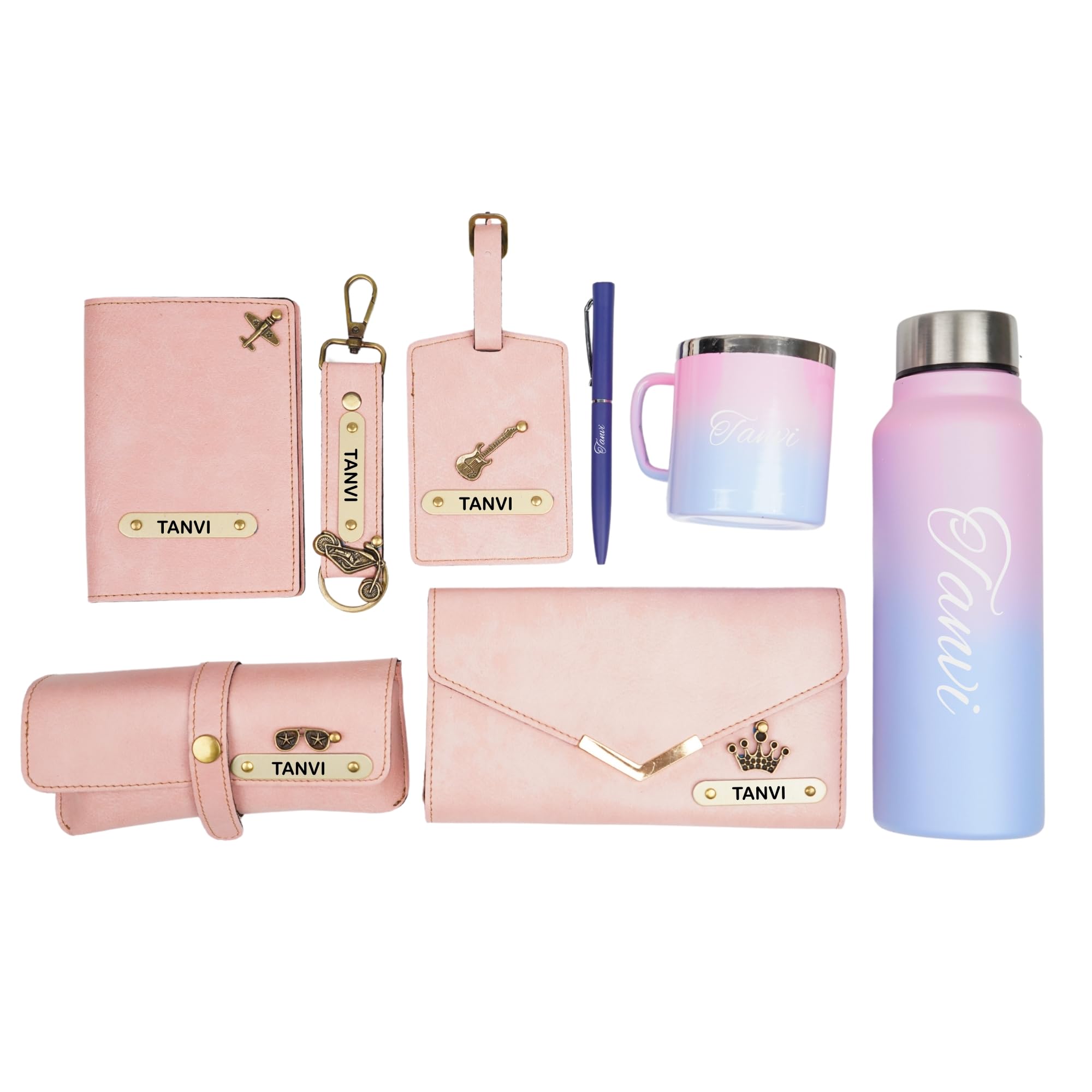 your gift studio Customised Leather Wallet Gift Set for Women – Personalised Name Engraved Combo Ideal for Birthday, Anniversary, Travel & Office Use | Customized Gift Hamper for Ladies (Pink)-picture-26