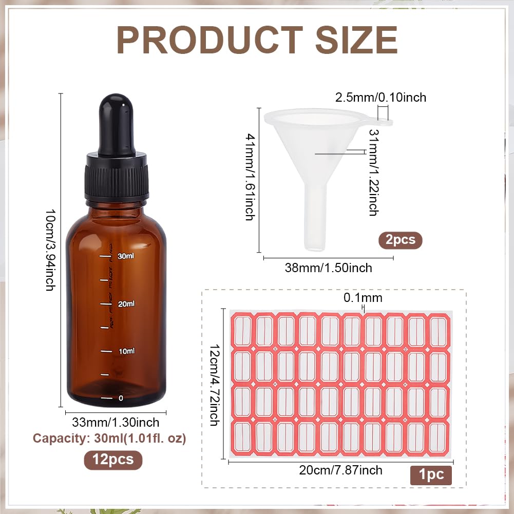 PH PandaHall 30ml 12pcs Glass Bottles with Droppers - Image 2