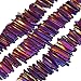 Nupuyai Natural Rock Crystal Quartz Points for Jewelry Making, Titanium Coated Aura Crystal Top Drilled Graduated Spike Stone Beads 15