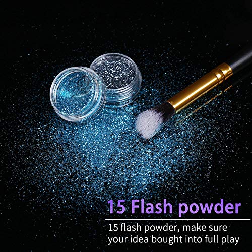 Xpassion Tattoo-set met tijdelijke glitter, voor kinderen, tieners en volwassenen, met 15 kleuren glitters, 48 vellen, uniek thema-tattoosjabloon - Image 7