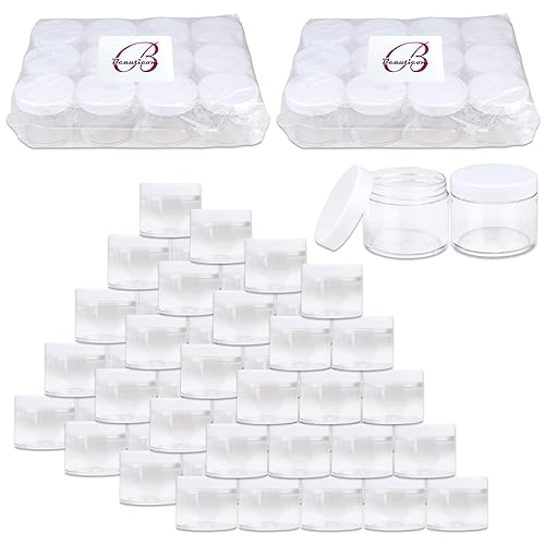 Beauticom 212oz20fl oz 2 onzas redondo transparente a prueba de fugas recipientes de plástico con tapas blancas para almacenamiento de viaje