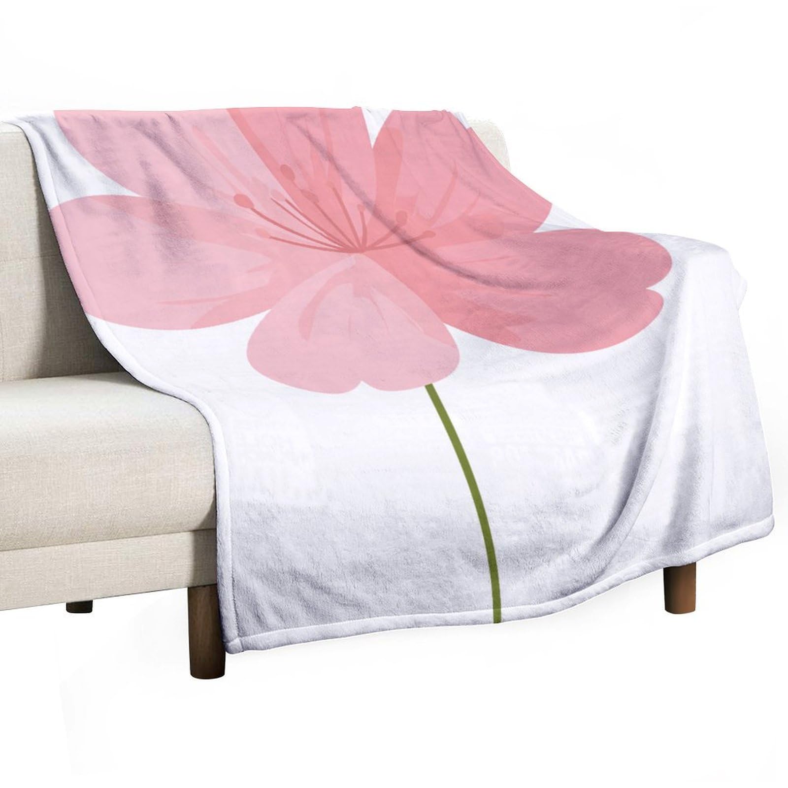 Jubonexis Very Simple Cherry Pink Flower Anti Pilling Throw Blankets Cozy Durable Blanket for Bedroom Living Rooms Couch Sofa Bed 130x150cm(50x60in)