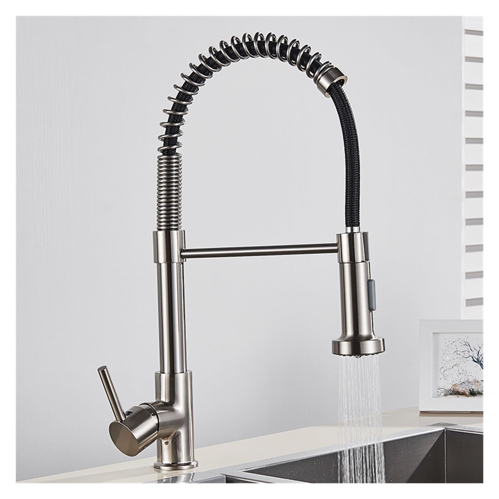 Kitchen Faucet with 360° Swivel Pull Down Sprayer, 2-Function Mixer Tap for Modern Sinks