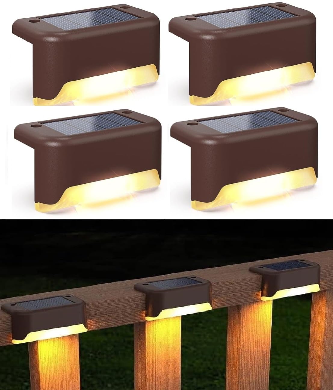 Step Lights Waterproof LED Solar Power Outdoor Fence Light for Deck Stair Railing, Outside Lighting for Wall Garden Backyard Patio Balcony Décor Pack of 4-image-10