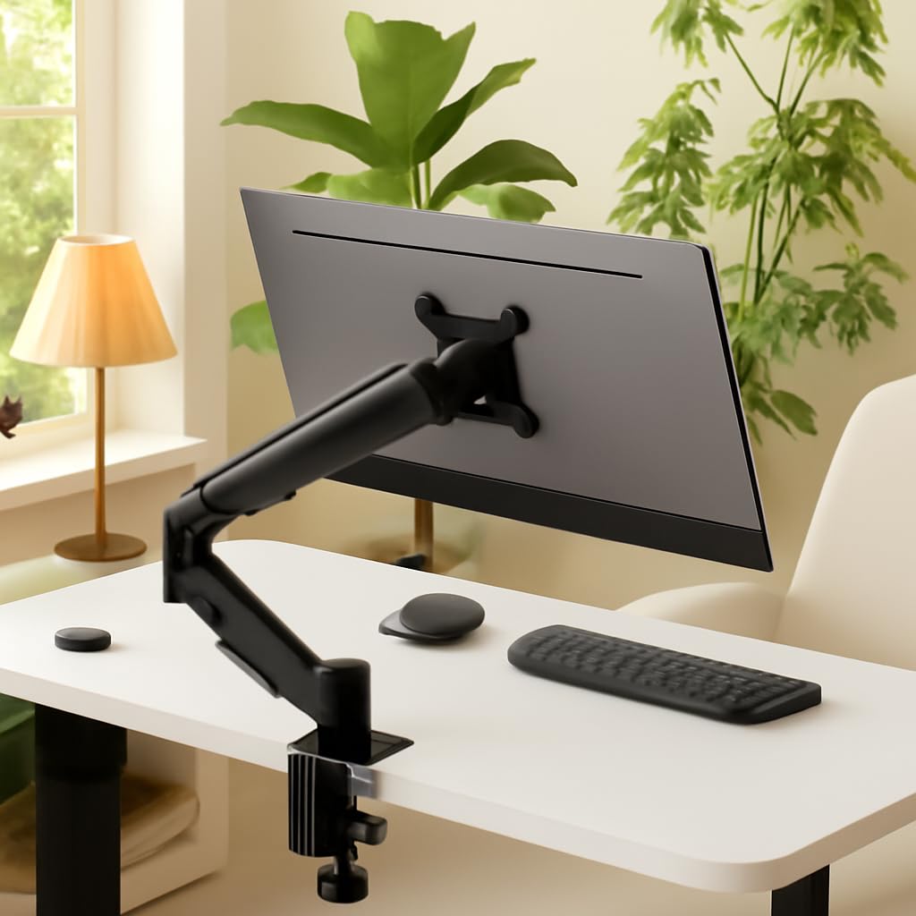 DIY| Economical Gas Spring Monitor Arm | Desk Mounted Monitor Stand for 15-32 Inch Monitors |9Kg Screen Capacity|VESA 75X75&100X100| Adjustable Metal Desk Monitor Mount-(Single Screen)