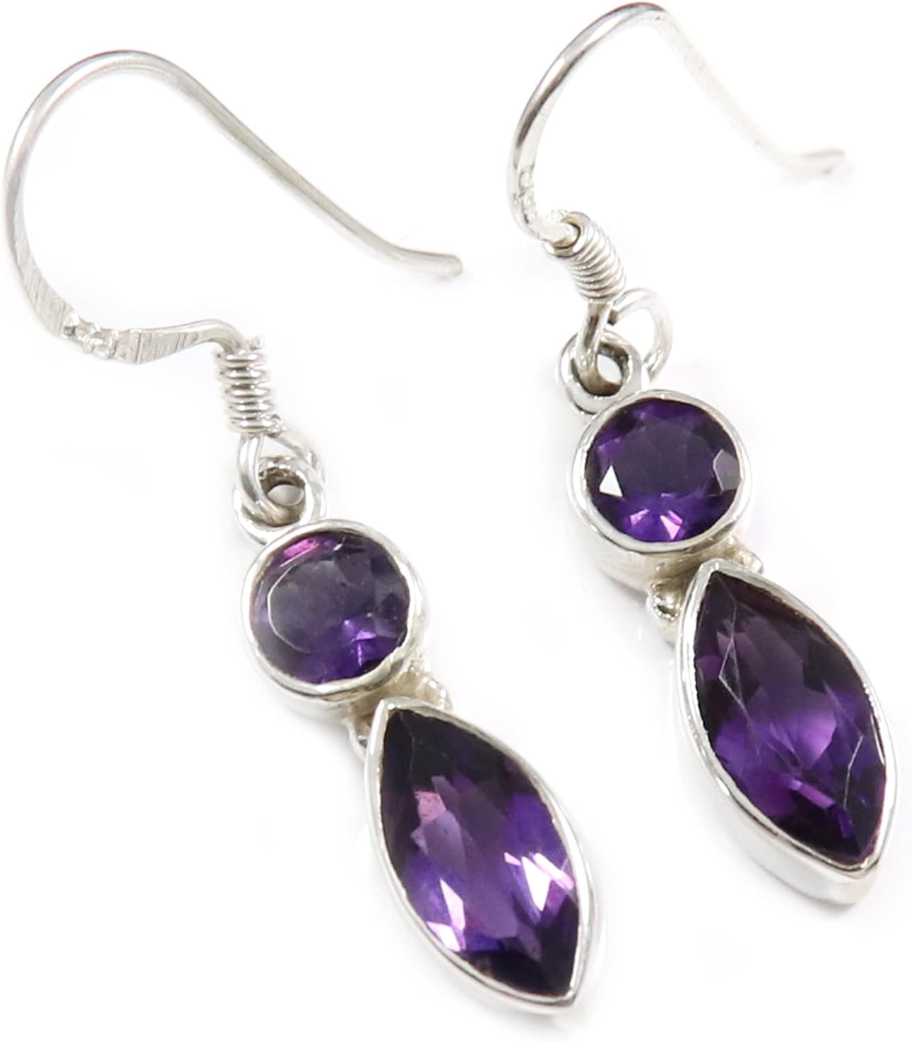 Goyal Exports Amethyst Faceted Gemstone 925 Sterling Silver Drop/Dangle Earring Jewlery SEG108A