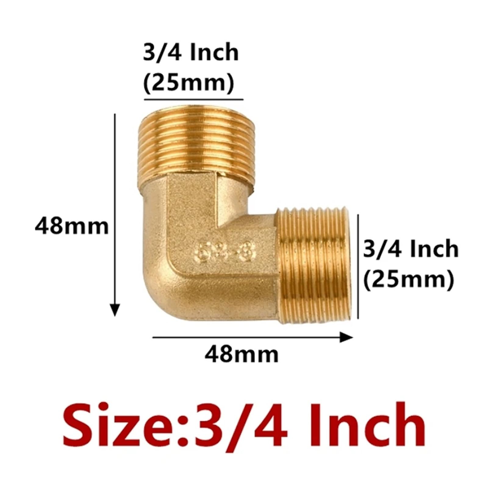 1/8 1/4 3/8 1/2 3/4 1 Raccordo a gomito filettato maschio in ottone Raccordo a gomito in ottone a 90 gradi Raccordo for tubo Accoppiatore for acqua e carburante Rame(3I4 Inch,3 Pieces)