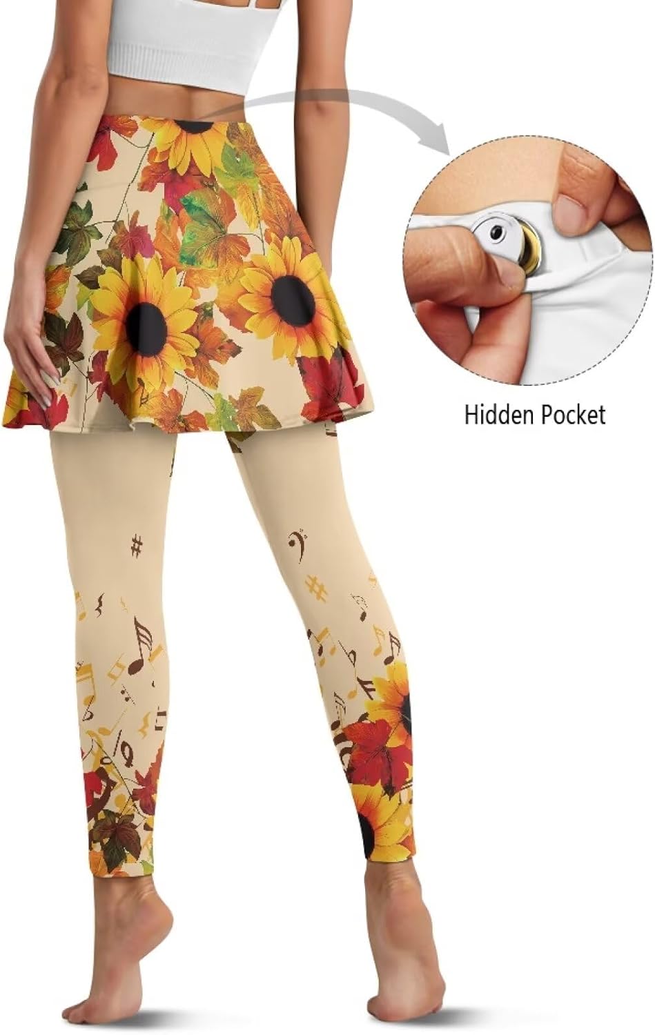 AFPANQZ Woman Tennis Skirted Leggings with Pockets Tummy Control Athletic Skirted High Waisted Yoga Legging with Skirts
