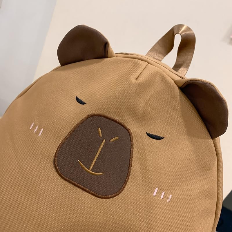 Cute Capybara Backpack Kawaii Backpack Fashion Knapsack (Light Brown)2